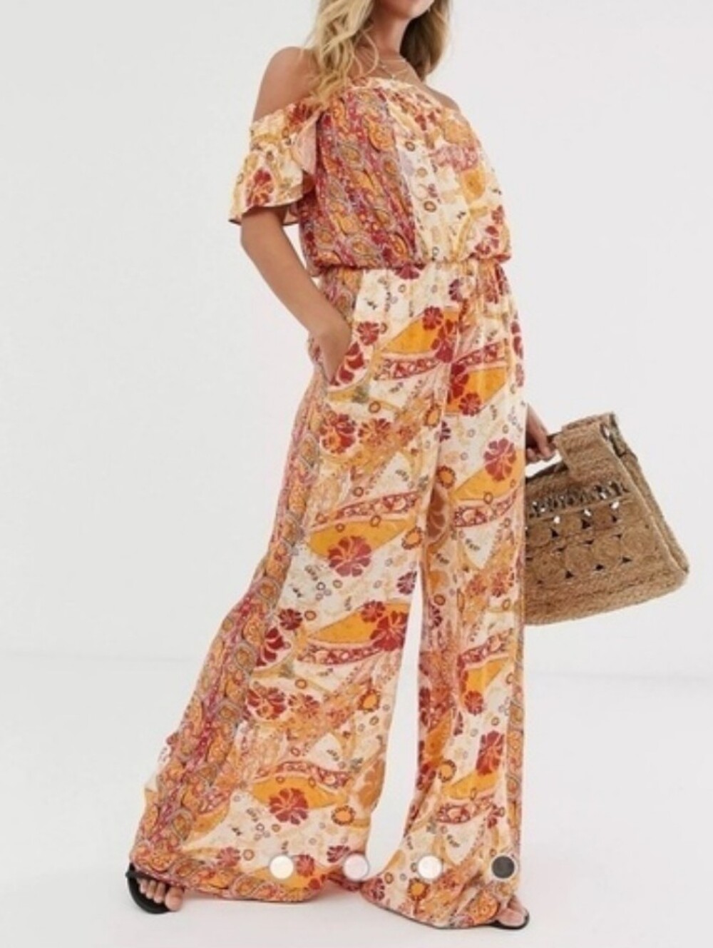 **HP** FREE PEOPLE Off The Shoulder Jumpsuit - Picture 1 of 16